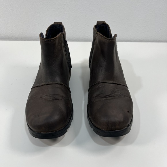 Sorel Shoes - Sorel Women's Size 7 Emelie Waterproof Chelsea Booties Boots Gray Brown Black